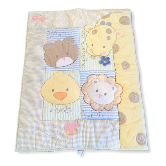 Just Born Baby Embroidered Applique Quilt Giraffe Chick Velvet Teddy Immaculate - Picture 1 of 10